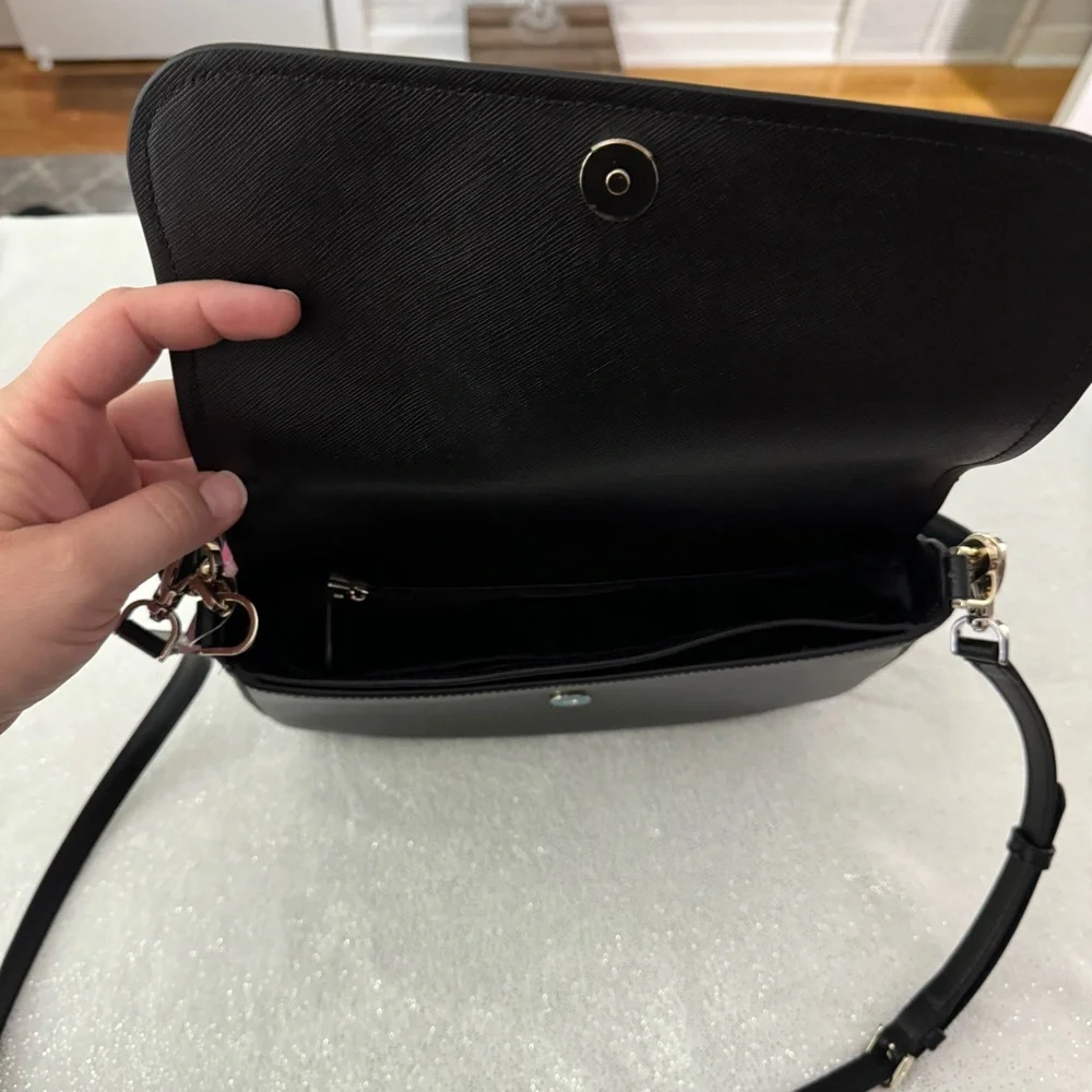KATE SPADE Black Staci Saffiano Leather Flap Crossbody Bag - Picture 7 of 15